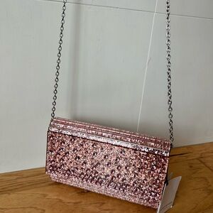 Kurt Geiger London Crystal & Sequin Envelope Clutch Pink Acrylic Bag Chain Strap